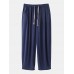 Mens Cotton Pure Color Loose Fit Drawstring Casual Pants