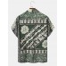 Mens Vintage Floral Geo Print Camp Collar Loose Short Sleeve Shirts