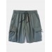 Mens Casual Big Pocket Drawstring Cargo Shorts