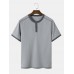 Men Waffles Texure Hit Trim Short Sleeve Leisure T  Shirts