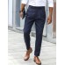 Men Solid Color Formal Side Button Pockets Ankle Length Business Pants