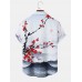 Mens Wash Painting Print Buttons Short Sleeve Shirts