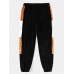 Mens Collegiate Velvet Patchwork Printed Letter Pants